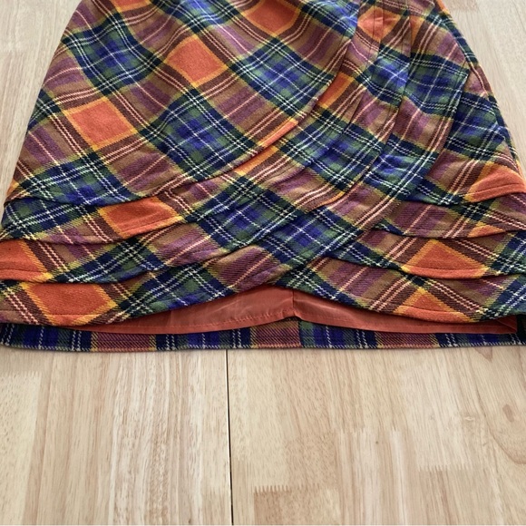 Plenty by Tracy Reese Vibrant Plaid  Wool Blend Multicolor Tulip Skirt Size 12 - Picture 4 of 8